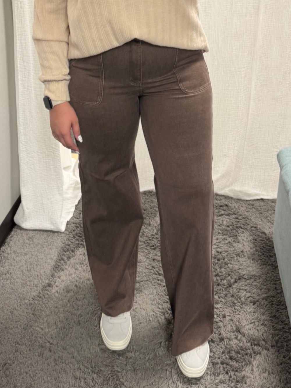 Judy Blue Brown Retro Wide Leg Jeans Size 14W - Picture 2 of 15